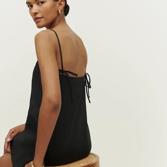 Reformation Aubree Linen Dress Black - Size XL - Picture 2 of 7